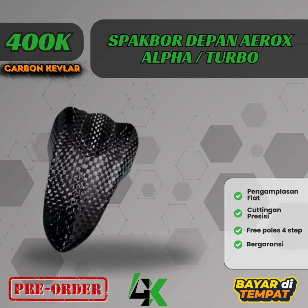 Spakbor depan aerox turbo/ spakbor depan aerox alpha/ Carbon kevlar/ Carbon fiber/ spakbor depan aer
