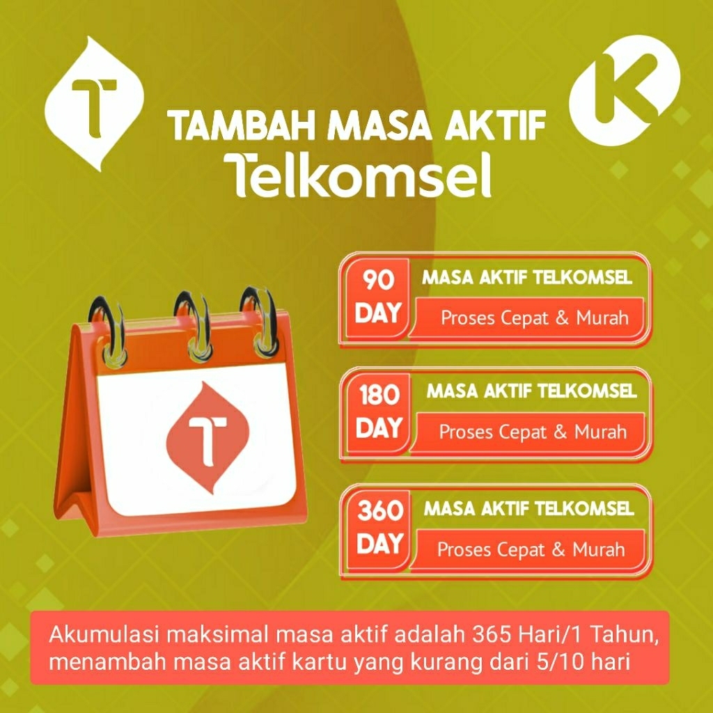 Tambah Masa Aktif Telkomsel/Masa Aktif Telkomsel 90 Hari/Masa Aktif Telkomsel 180 Hari/Masa Aktif Te