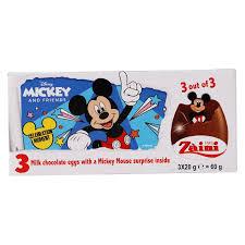 [SDW] pekanbaru/60 gr Isi 3 x 20 gram Zaini Disney Mickey Mouse Milk Chocolate Eggs Cokelat Susu