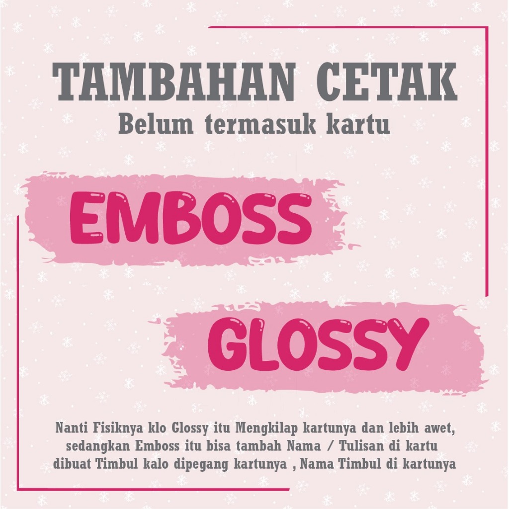 TAMBAHAN CETAK GLOSSY / EMBOSS HURUF NAMA KARTU E MONEY / PVC