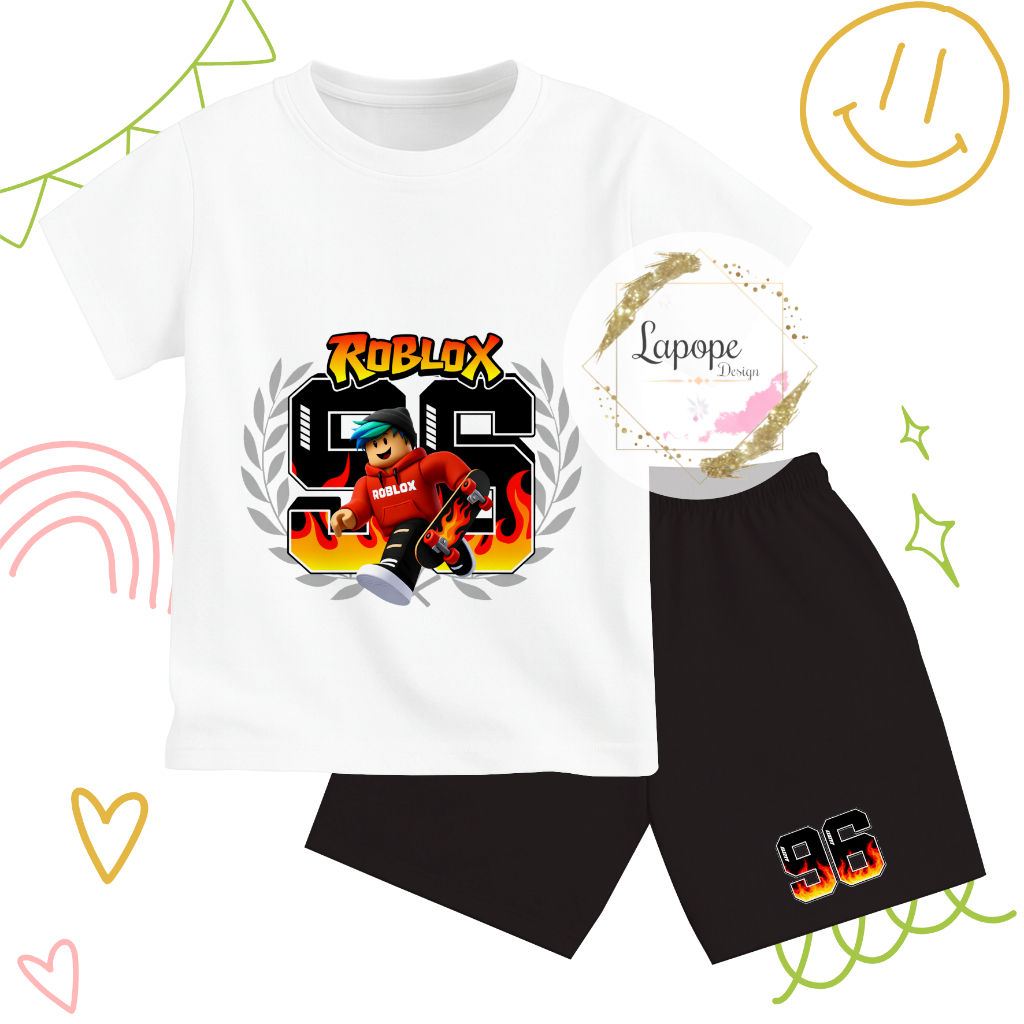 Setelan Anak Celana Hitam  Cowok Cewek Tema ROBLOX Gambar Roblox NineSix