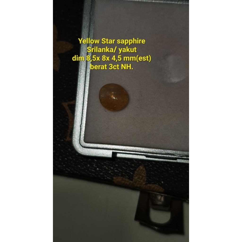 NATURAL YELLOW STAR SAPPHIRE SRILANKA NO HEATED 3CT