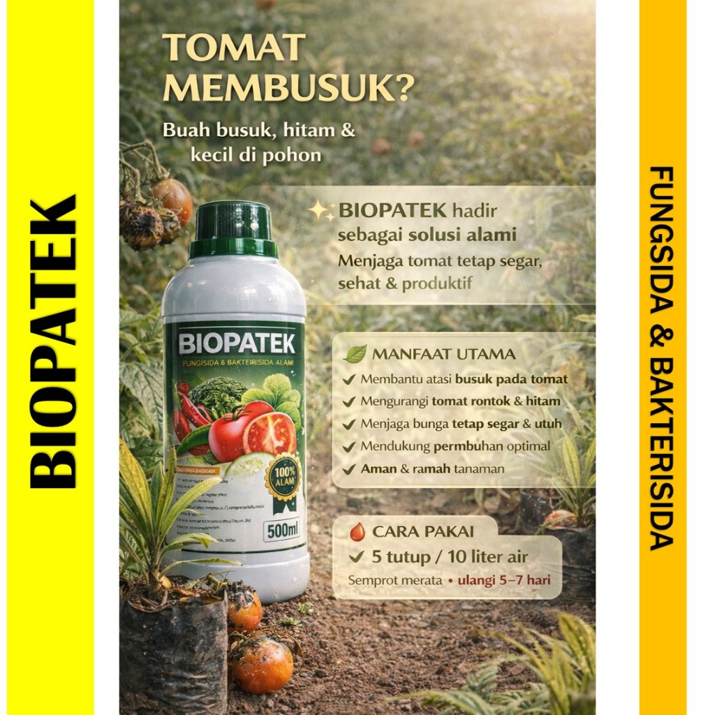 Obat Tomat Busuk Ampuh – Atasi Busuk Buah & Jamur Tanaman BIOPATEK - Fungisida Bakterisida Tomat – A