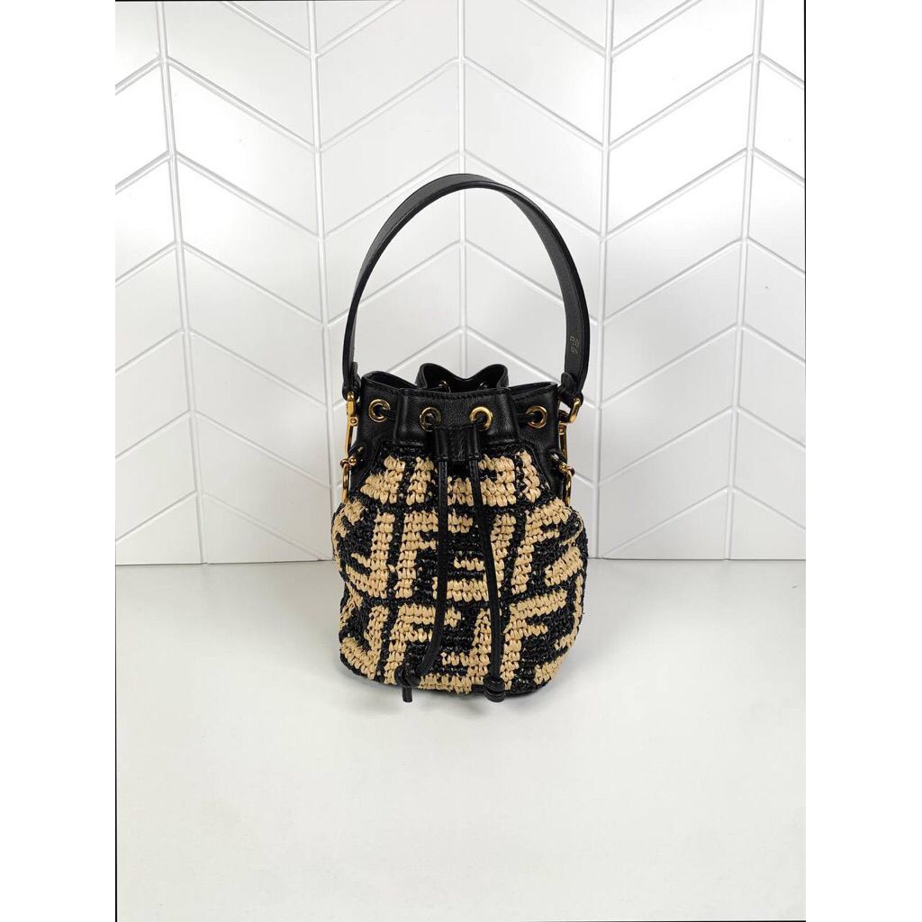 (PRELOVED) Fendi FF Mini Mon Tresor Woven Black GHW 2020