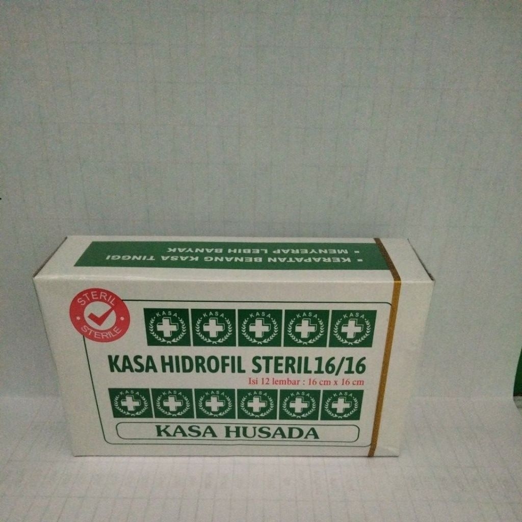 KASA HIDROFIL STERIL 16/16 KASA HUSADA ISI 12 LEMBAR (PER BOX)