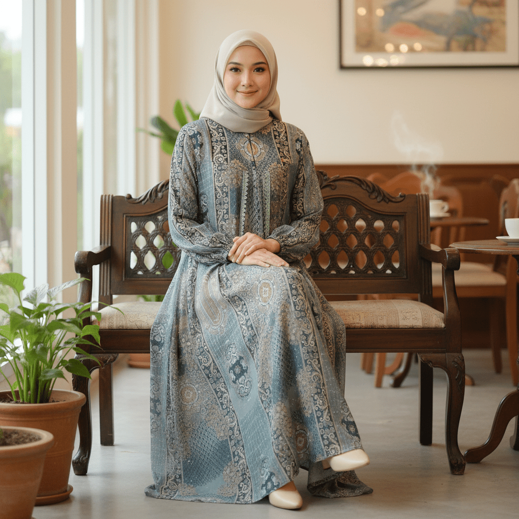 RAYA DRESS | GAMIS DRESS WANITA DEWASA BAHAN DIOR SILK MIX TILE PREMIUM BAHAN ADEM DAN NYAMAN DIPAKA