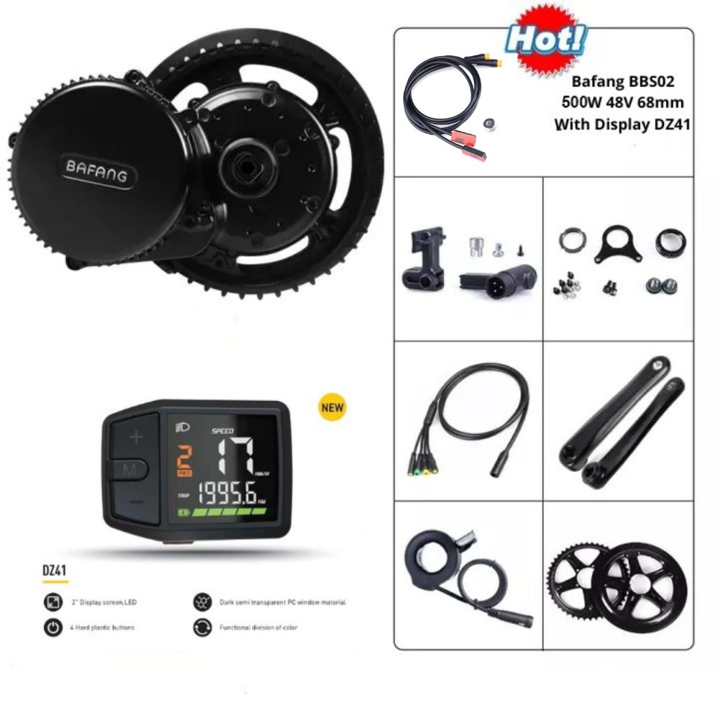 Bafang KIT Ebike Mid Drive BBS02 500W 48V BB68mm LCD Display DZ41