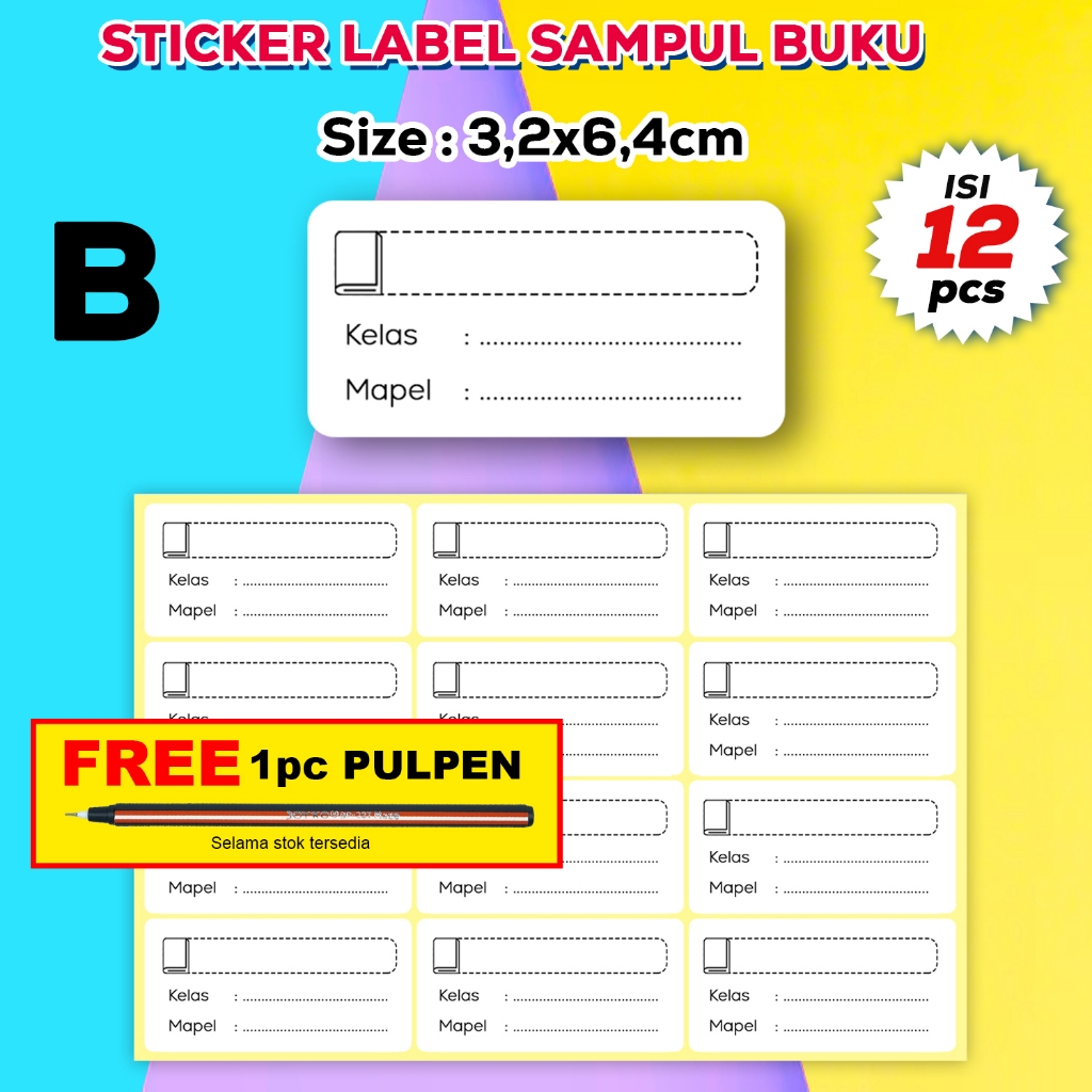 AF Stiker Label Buku Polos, Label Nama Sampul Mapel B