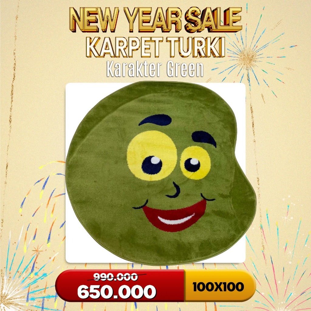 Karpet Turki Import Permadani 100x100 Karakter Green Karpet Import Turki