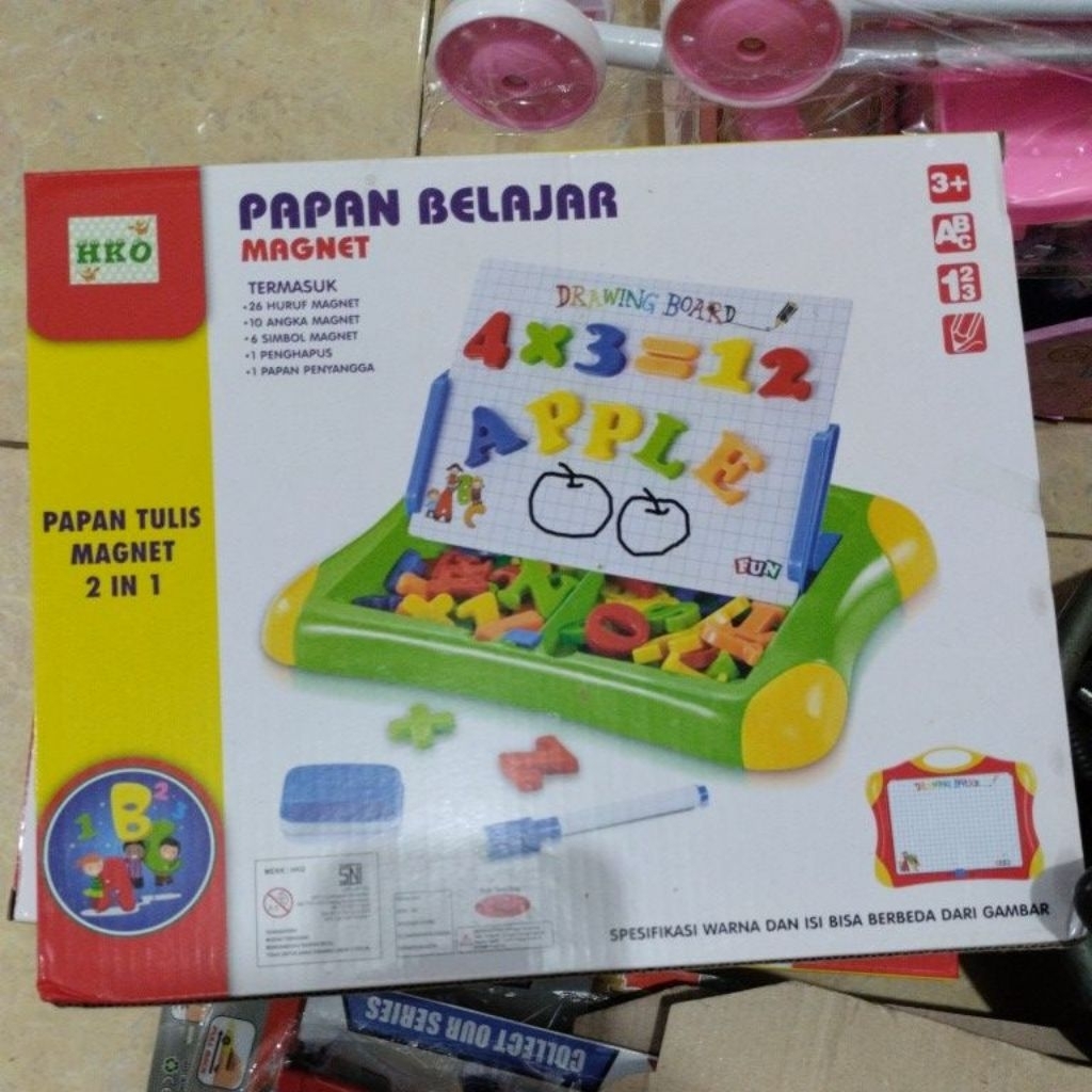 oketoys mainan edukasi papan tulis huruf angka magnetic learning case papan belajar
