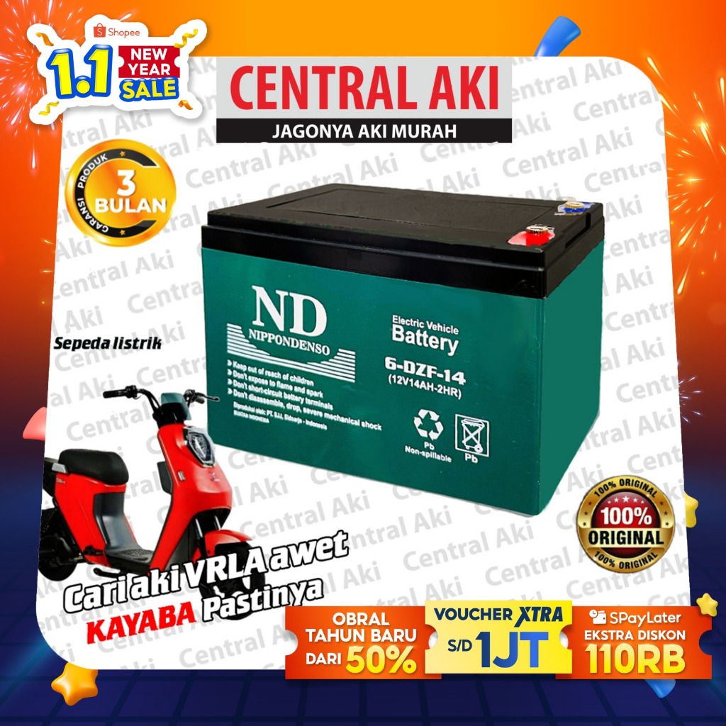 NIPPONDENSO 6-Dzf-14 12V 14Ah Aki Sepeda Listrik