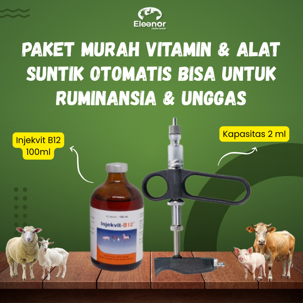 Paket Hemat Alat Suntik Vaksin Otomatis 2ML & Injekvit B12 100ML Vitamin Untuk Perbaiki Kondisi Tubu