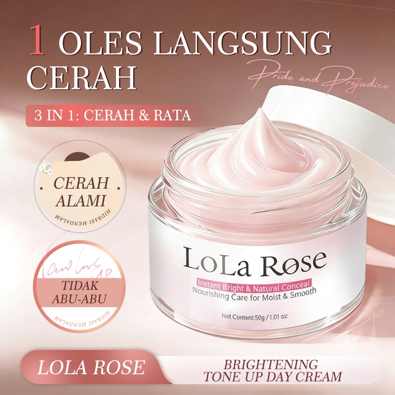 LOLA ROSE Brightening Day Cream Tone Up Cerah Alami Pelembab Wajah Niacinamide Pemutih Wajah Glowing