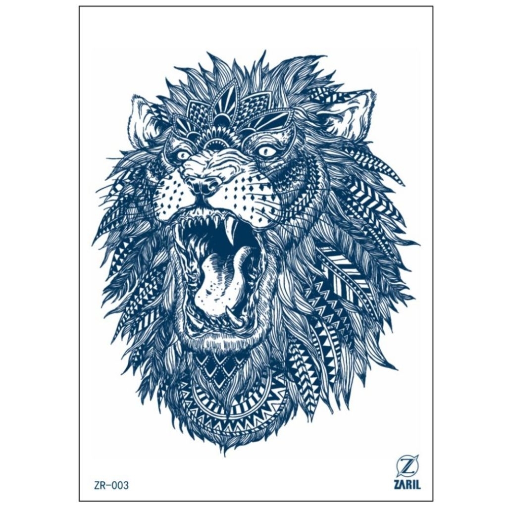 Tattoo Temporary Awet Tahan  Lama 1 Bulan Tato Temporer Semi Permanen Kepala Serigala Singa ZR