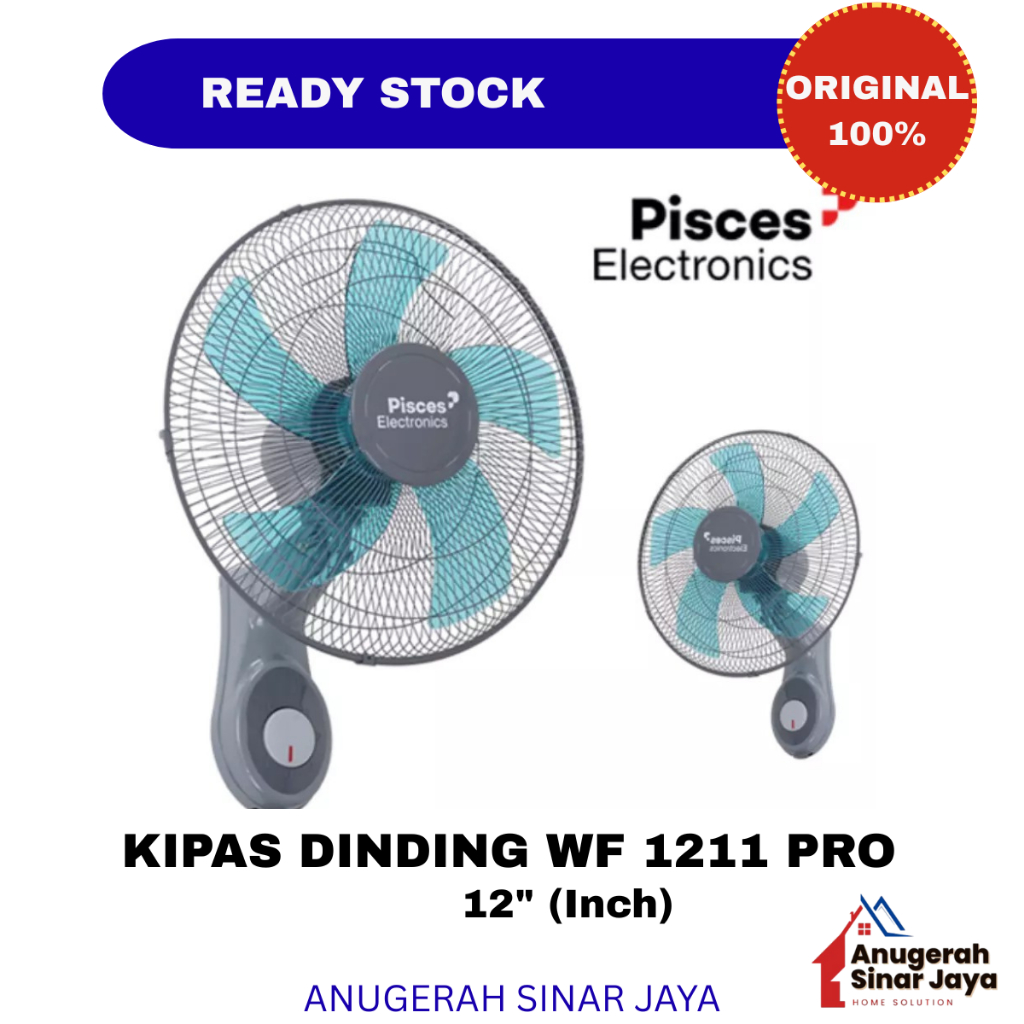 Kipas Angin Dinding Pisces /Wall Fan Pisces 12in  /WF 1211 PRO/ Teknologi Bearing