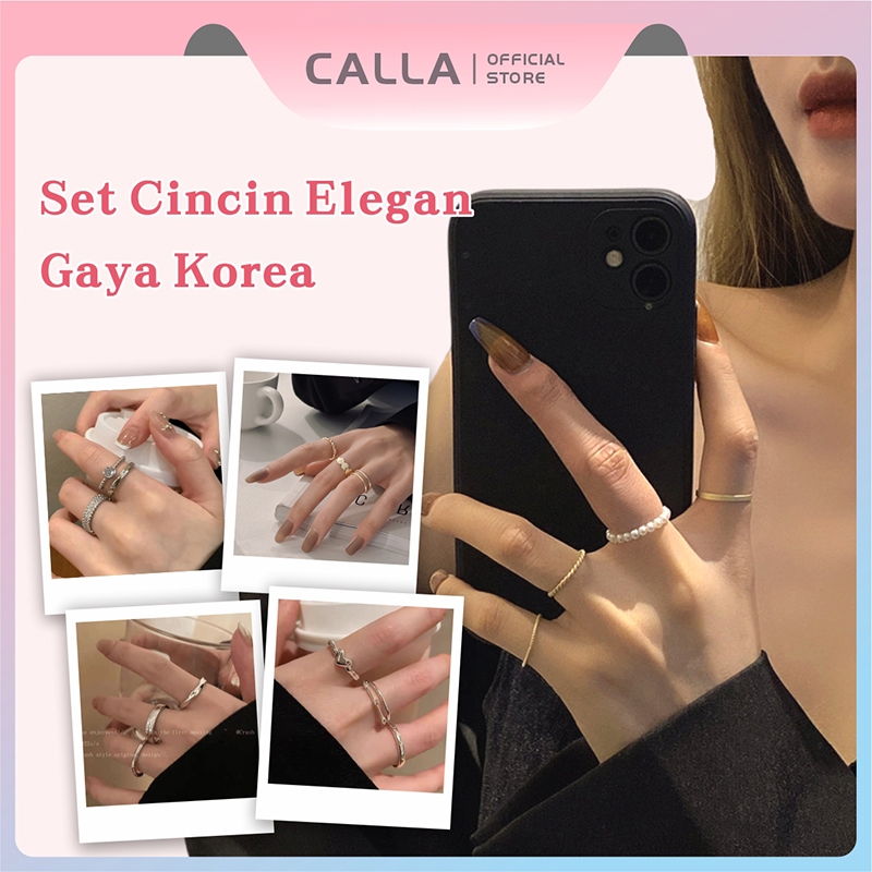 Calla Cincin Titanium Anti Karat Korea/3 in 1 Set Cincin/5 in 1 Set Cincin/Cincin Wanita Korea Aesth
