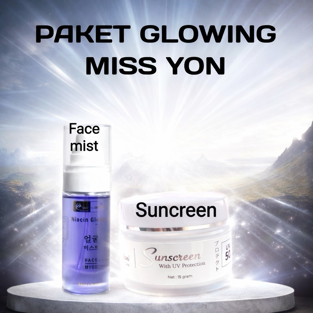 PAKET GLOWING SUNCREEN DAN FACEMIST YONISKINCARE