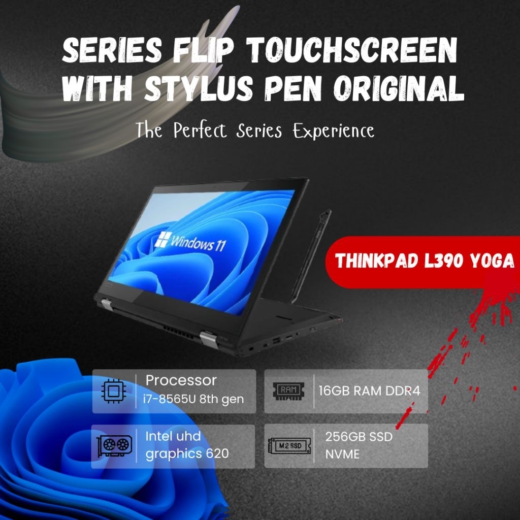 THINKPAD L390 YOGA i7-8565U / 16GB RAM / 256GB SSD / RESOLUSI FHD