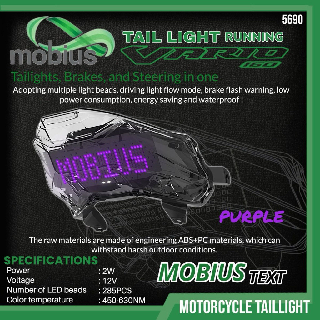 Lampu Stoplamp Vario 160 Mobius Text Running 3 in 1