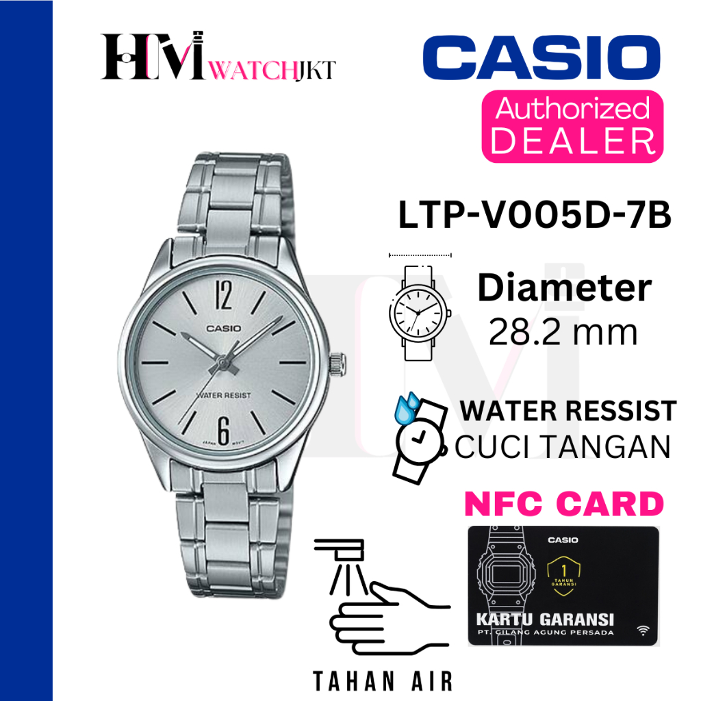 CASIO LTP-V005D-7BUDF Jam Tangan Wanita Original Analog Minimalis Antiair LTP-V005D-7B