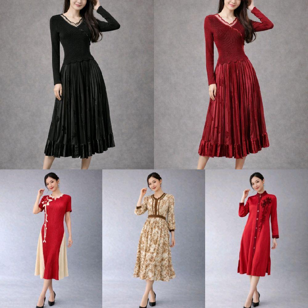 (KODE 145,384,307,336, 224) Dress Plisket Silk Elegant – Dress Pesta Mewah – Terusan Wanita Lengan P