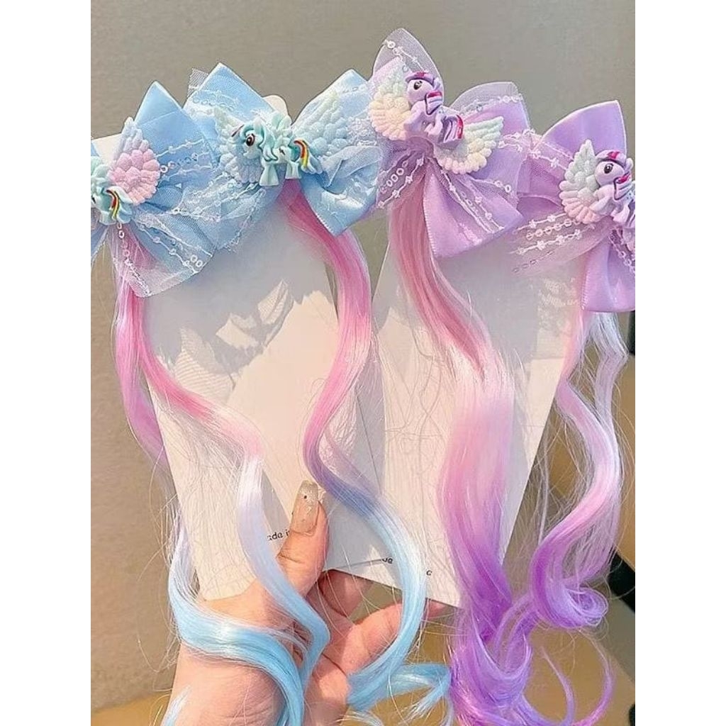 {HKS} Jepit Rambut Palsu Anak Cewek Unicron Pita / Aksesoris Wig Model Pita  Unicron Unik / Jepit Ra