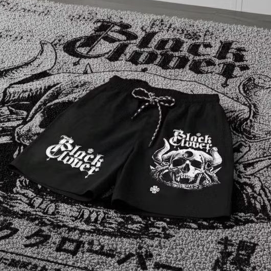 CELANA PENDEK BROADSHORT BLACK CLOVER FLECE HITAM