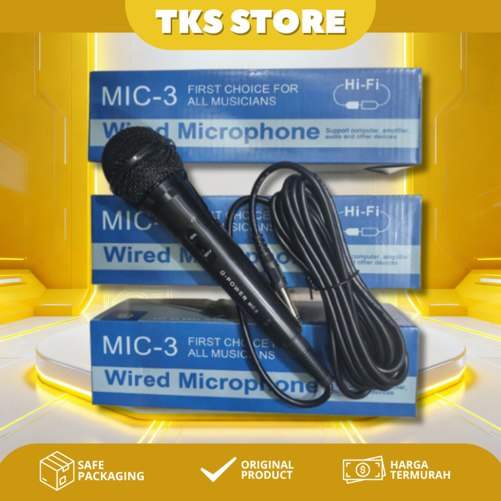 MIC G-POWER / MIC-3 G-POWER / MIC BUAT KARAOKE / MIC KABEL