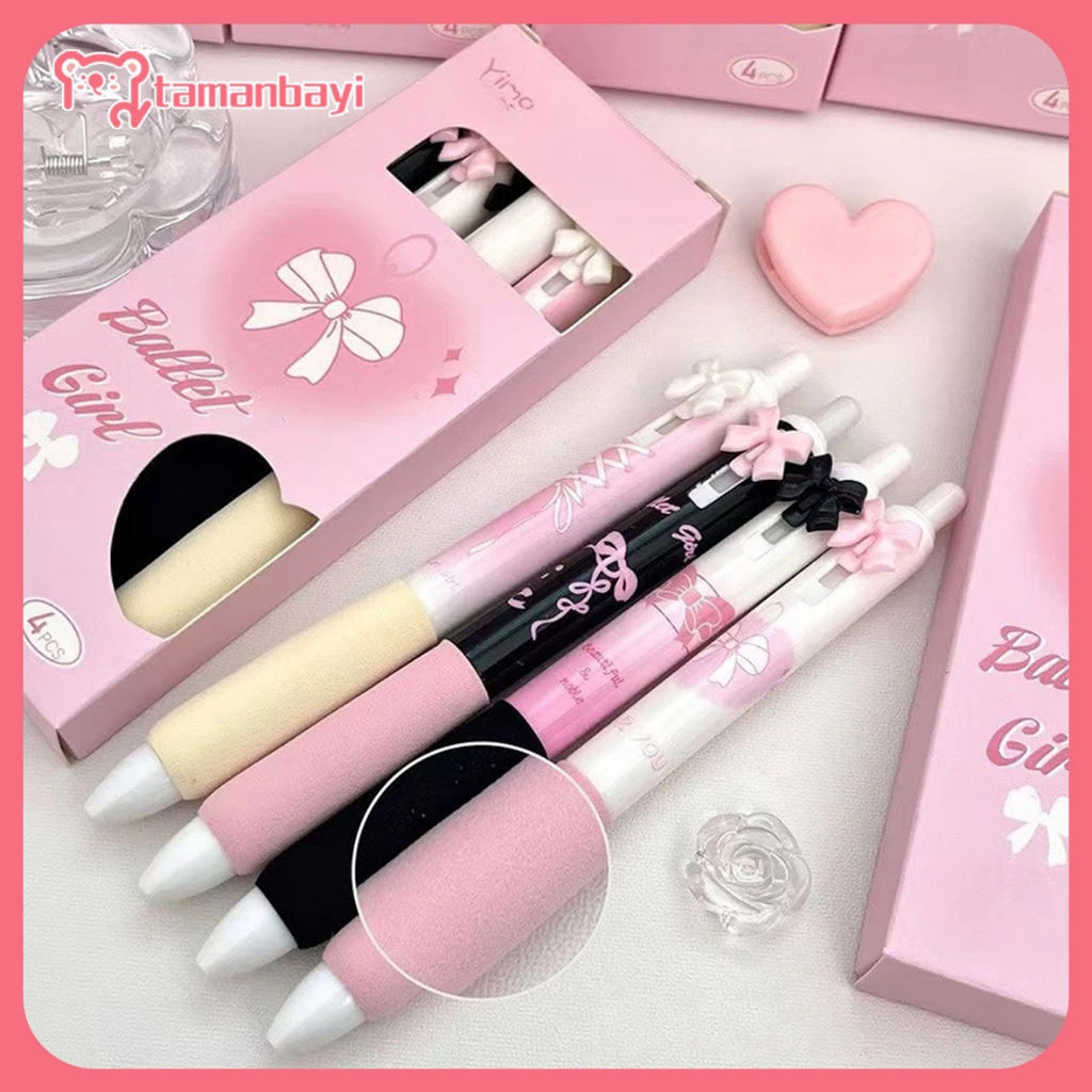 Pulpen Gel Aesthetic Pen 0.5mm Korea Tinta Hitam Pena pens Lucu Dan Unik Bulpen Pink School Alat Tul