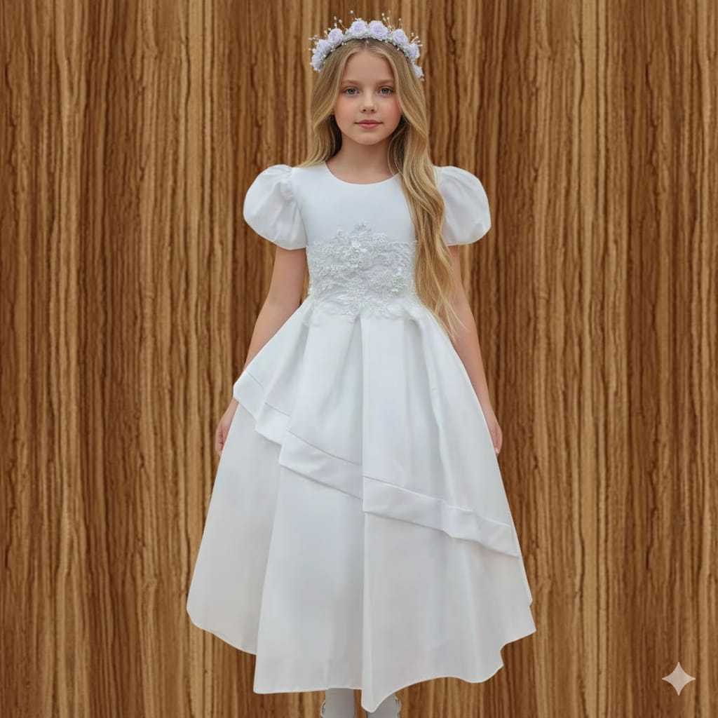 Gaun Dress Ekor Pesta Anak Mewah/ Gaun Ekor Anak Premium PUTIH PM23
