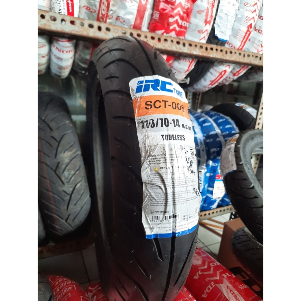 BAN LUAR IRC 110/70-14 PCX160 DEPAN TUBLES | ORI IRC BAN HARIAN PCX160, VARIO150, VARIO160 DLL.