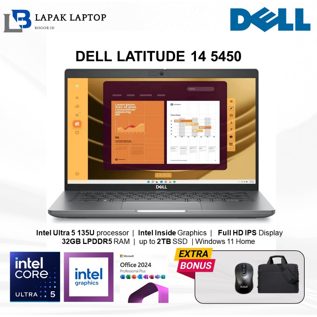 Laptop Dell Latitude 5450 Intel Ultra 5 135U Ram 32GB DDR5 1TB 14" FHD IPS Windows 11pro