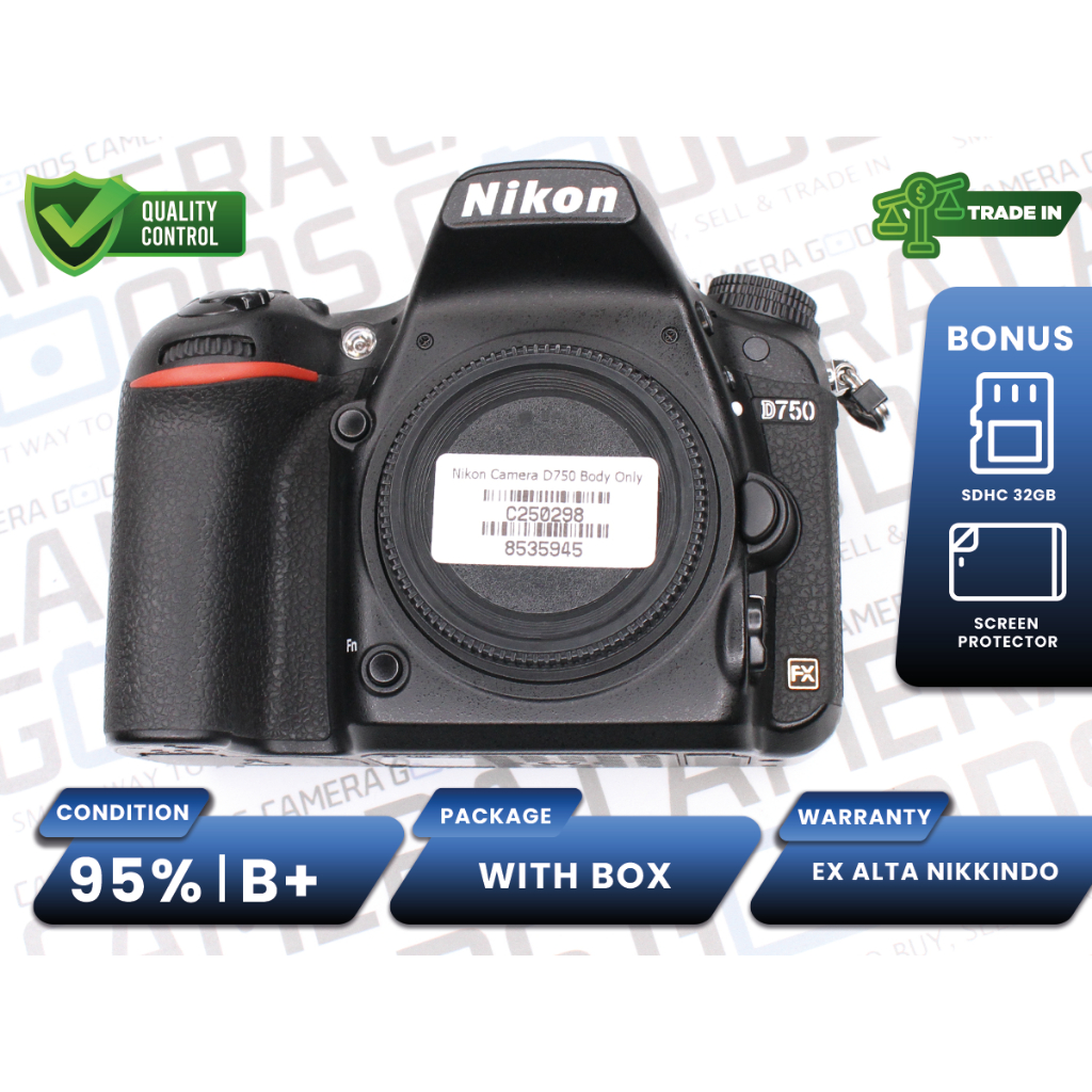 Kamera Nikon D750 DSLR Full Frame Camera Body Only Second Bekas Grade B+ / Nikon D 750 - C250298