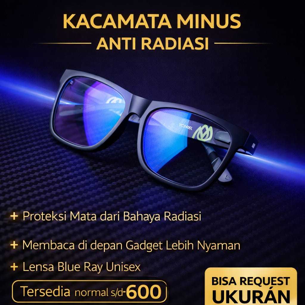 Kacamata Minus Anti Radiasi Bluecromic Pria Model Volcom Retro Kaca Mata Blueray Kotak Besar Wanita