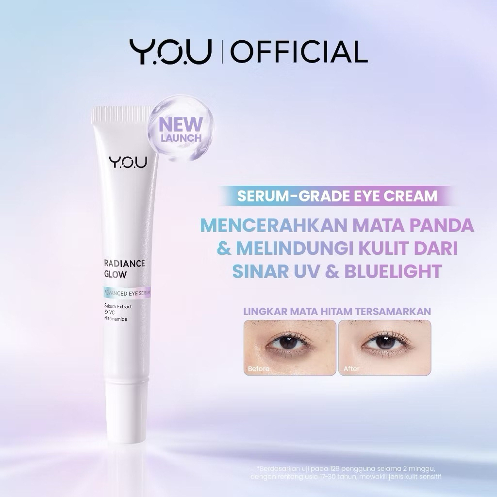 YOU Radiance Glow Advanced Eye Serum Eye Cream Mencerahkan Mata Panda dengan Sakura Extract, Niacina