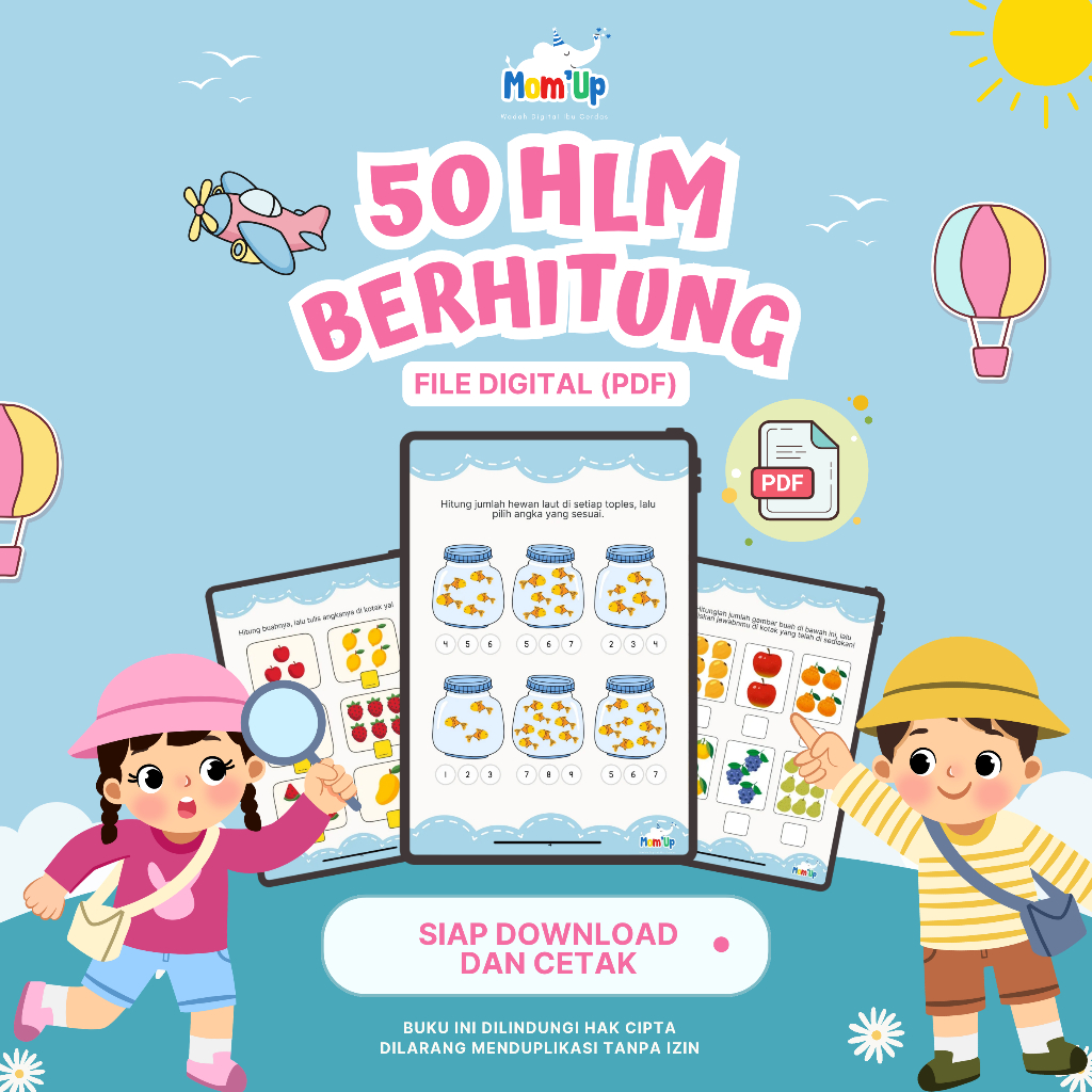 Mom'Up Worksheet Berhitung Anak PAUD TK | PDF Printable Siap Cetak