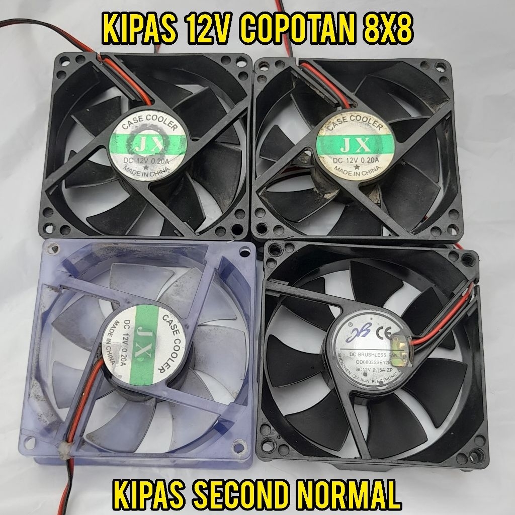 Fan Dc 12V bekas PSU Diameter 8x8Cm