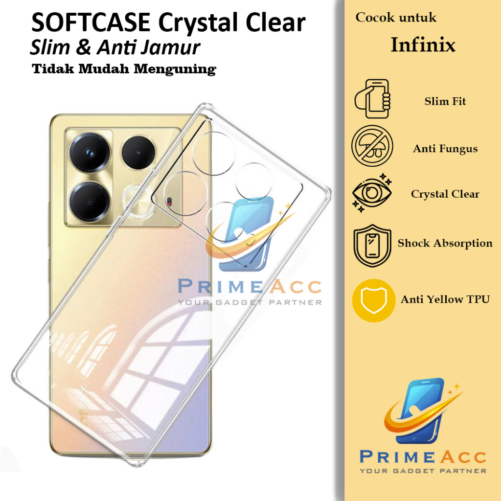Softcase Crystal Clear 2mm Infinix Smart 3 4 5 6 7 8 9 10/ Plus / HD / PRO - Casing Ultrathin TPU Si