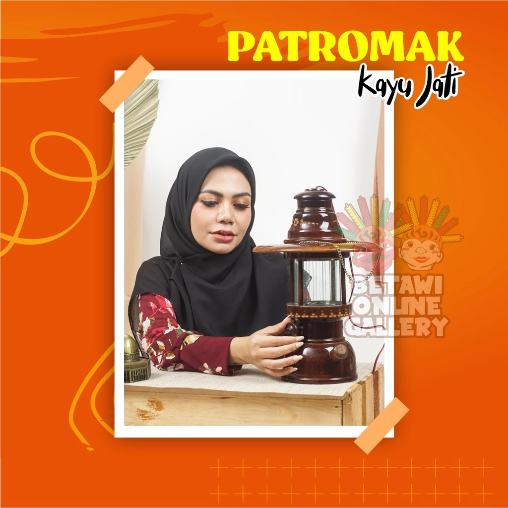 Lampu Petromak Kayu Jati Listrik Jadul