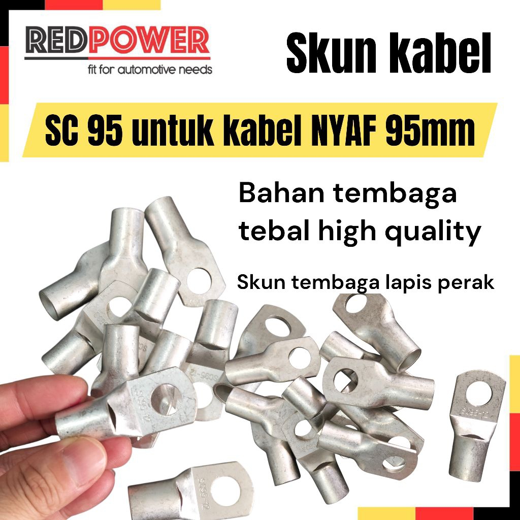 Skun SC95 12 tembaga untuk kabel NYAF 95mm SC 95 12 ring bahan tembaga cable lug 95-12 lubang 12mm s