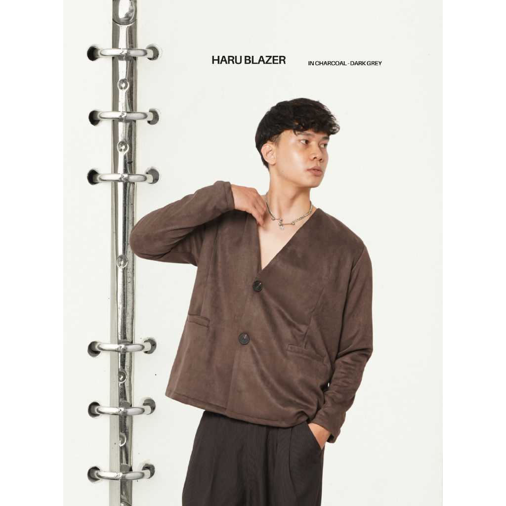 JIGU Haru Everyday Blazer Suede Minimalist in Charcoal | Outer Pria Wanita Unisex Premium | Blazer K