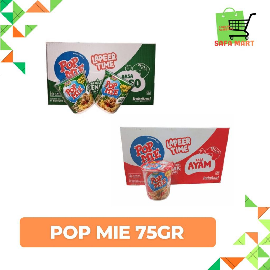 [PCS] POP MIE 75GR POP MIE LAPEER TIME / Pop mie ayam bawang / Pop mie baso/ Pop mie soto 75GR 