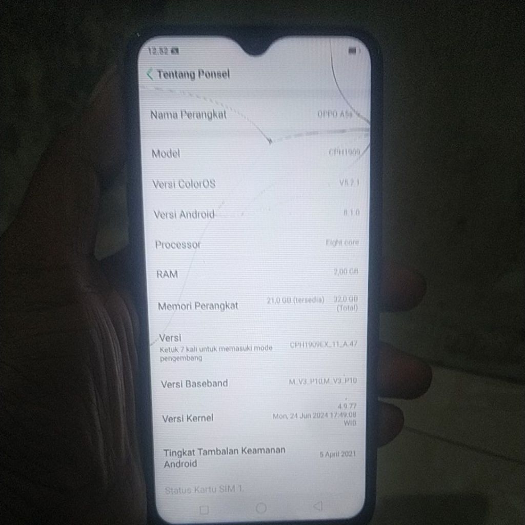 oppo a5s 2/32 minus retak nurmal