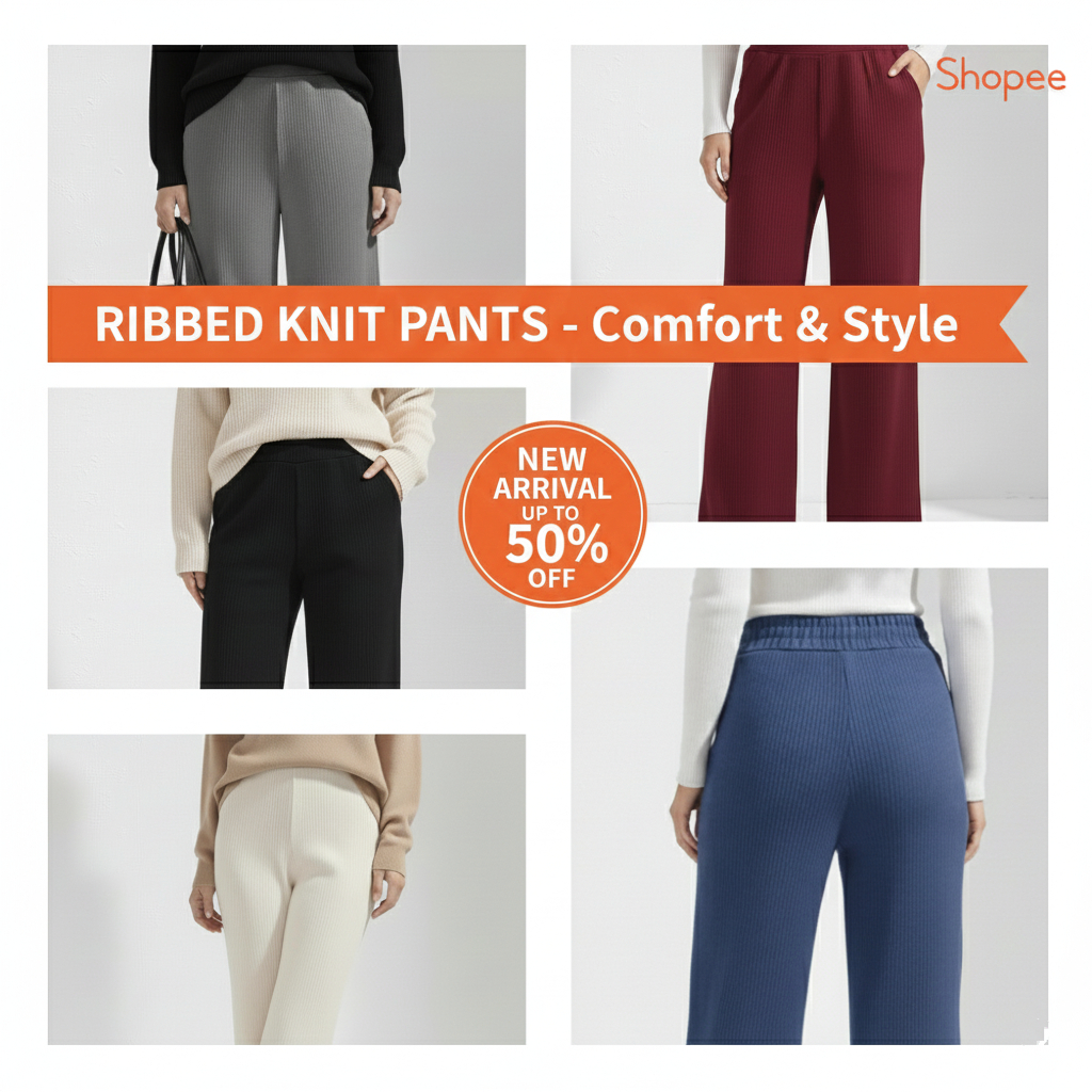 Celana Kulot Ribbed Premium All Size/Jumbo - Celana Wanita Pinggang Karet Melar Nyaman - CELANA KULO