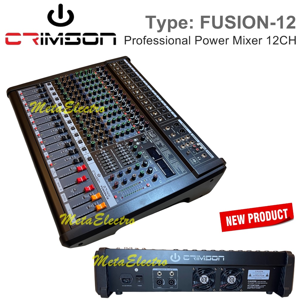 Power Mixer Crimson CR-MX Fusion12 Mixer Power 12 Channel 2X500 Watt 8ohm