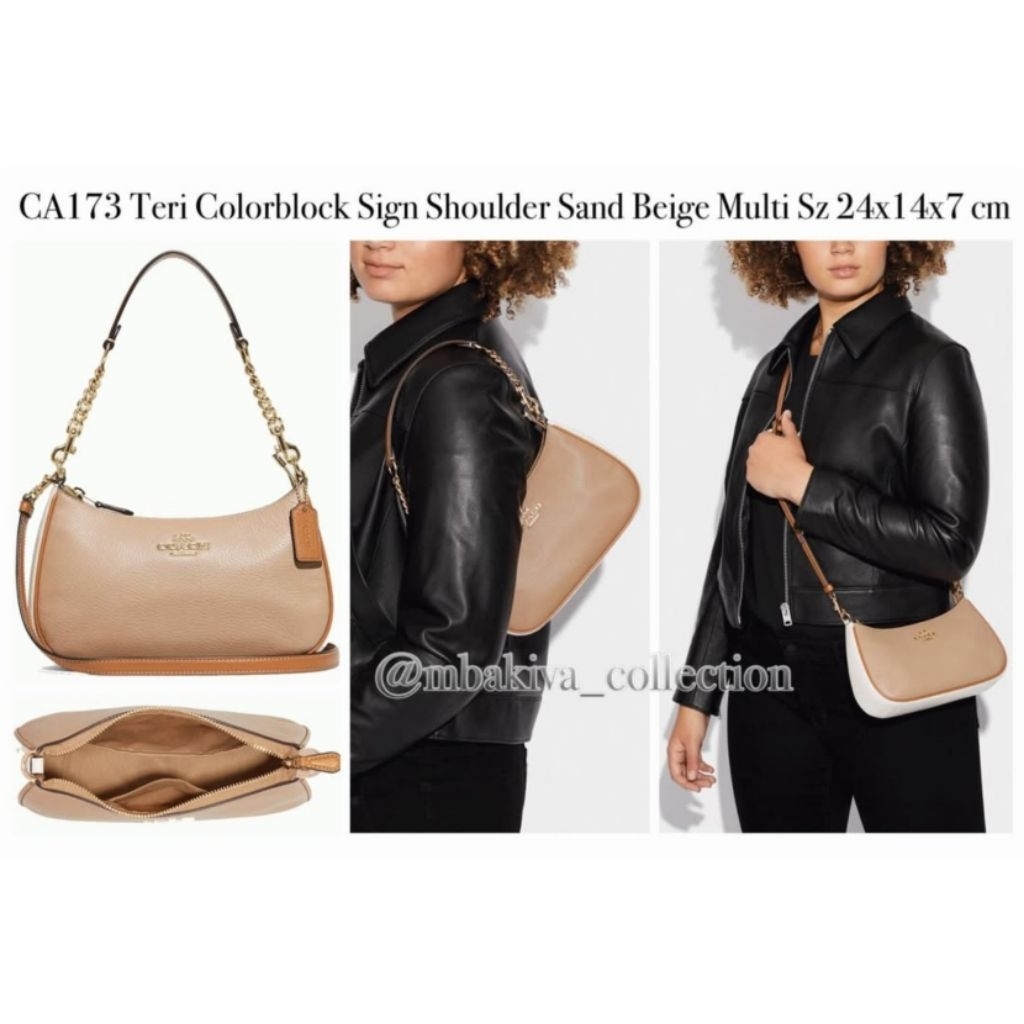 CO CA173 Teri Colorblock Sign Shoulder Sand Beige Multi