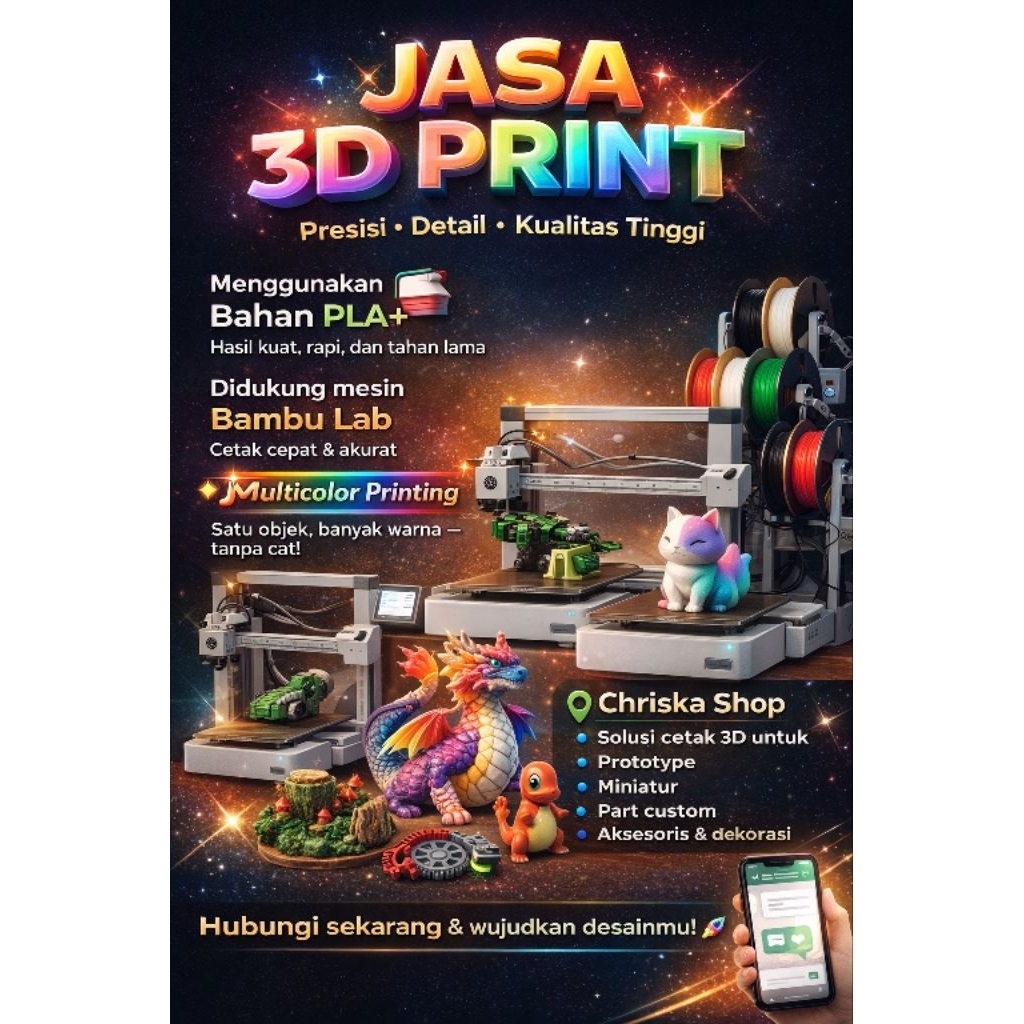 Jasa 3D Print / Jasa Cetak 3D Print Dengan Bambu Lab