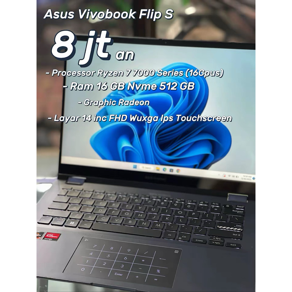Asus Vivobook Flip s14 Ryzen 7 7730U(16Cpus) 16/512