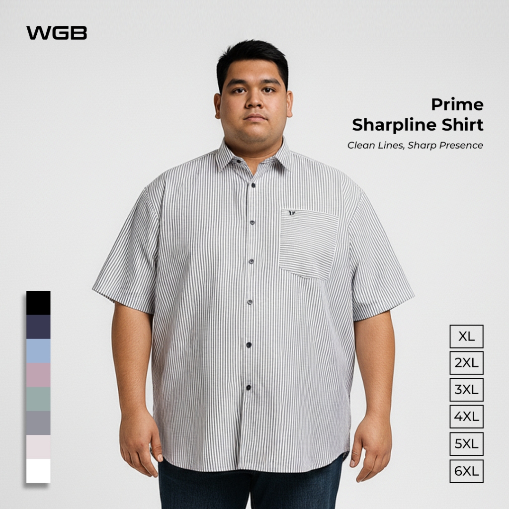 WGB Kemeja Salur Pria Big Size Ukuran Jumbo XXL - Prime Series
