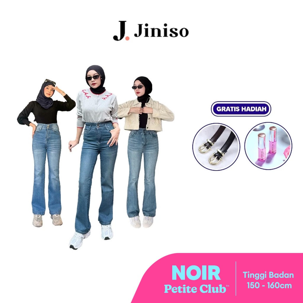 [GRATIS HADIAH] JINISO - Petite Highwaist Stretch Cutbray Jeans Noir
